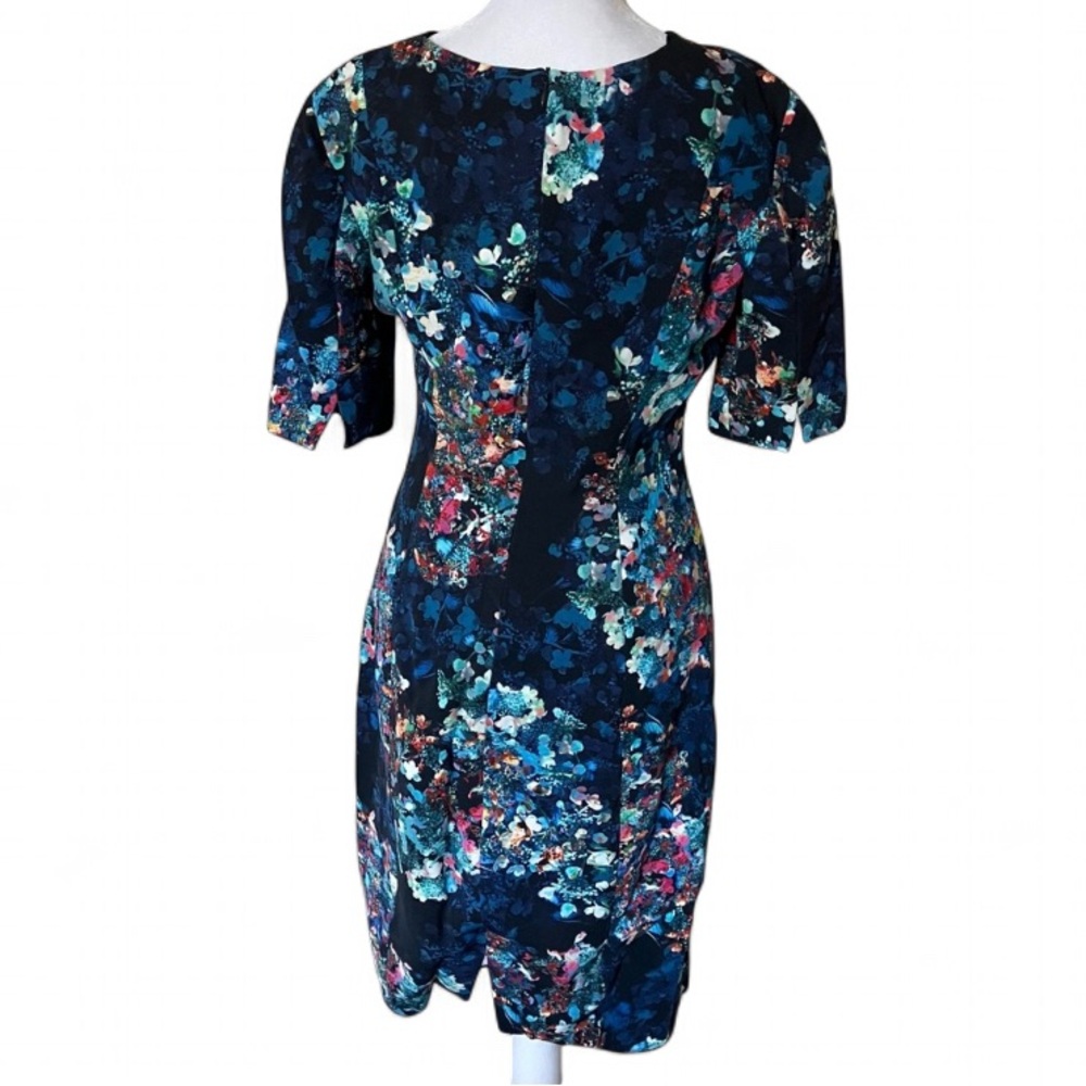 L.K. Bennett Blue Floral Print Knee-Length Marli Dress size 4 - Picture 4 of 9
